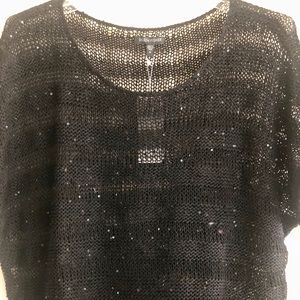 Sequin chainmail shadow stripe knit cotton